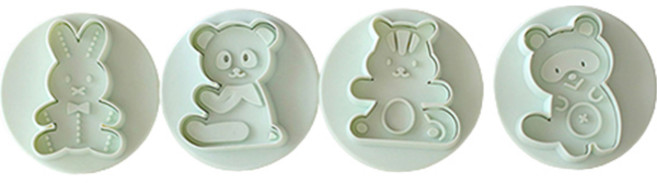 아기자기 토끼와 숲속친구들 스템프 쿠키틀 4종 세트 MP086, 1세트