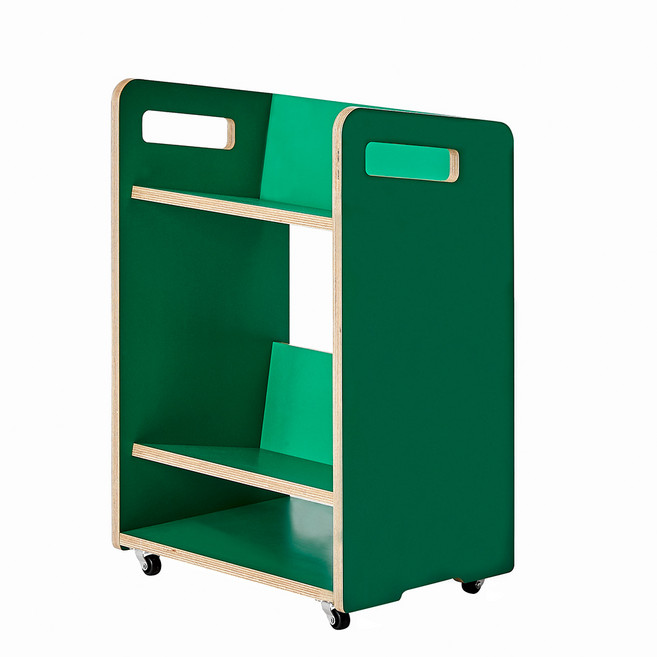 맘스보드 윌리 트롤리 컬러 이동식 책장, 딥그린, 3단