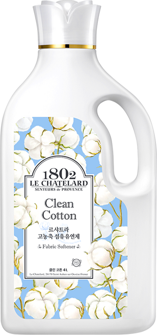 르샤트라1802 섬유유연제 클린 코튼 본품, 4L, 1개입, 1개