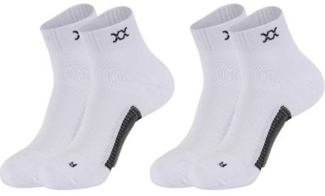 REXY 아이언 밸런스 앵클 단목 양말 2족 세트, 화이트팩, 1세트