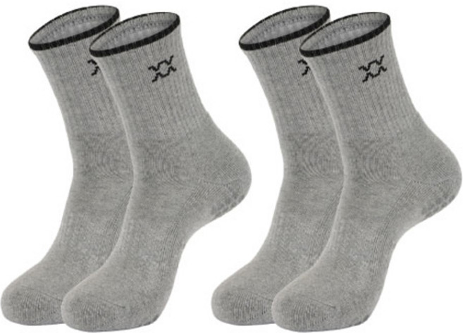 REXY 임팩트 맥스그립 미드 중목 양말 2족 세트, 그레이팩, 2개