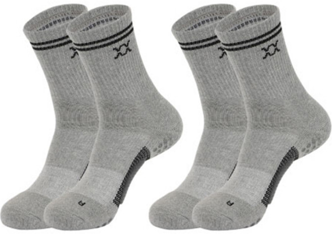 REXY 어드레스 밸런스 미드 중목 양말 2족 세트, 그레이팩, 1세트