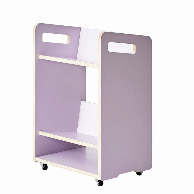 맘스보드 윌리 트롤리 컬러 이동식 책장, 라이트퍼플, 3단