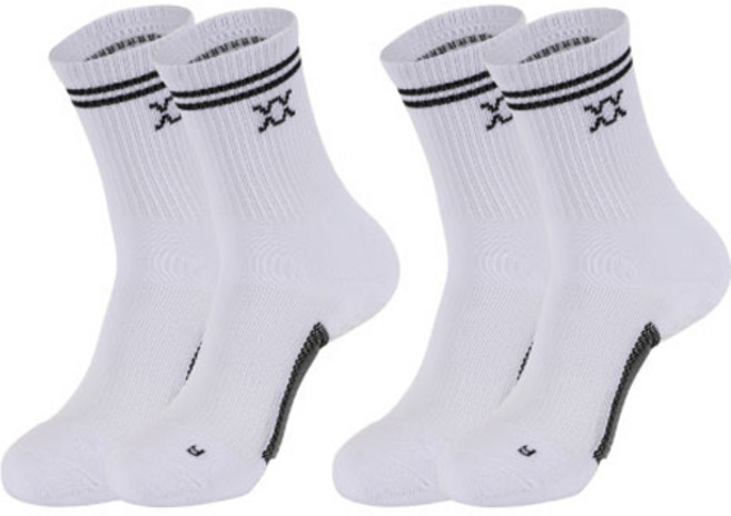 REXY 어드레스 밸런스 미드 중목 양말 2족, 화이트팩, 1세트