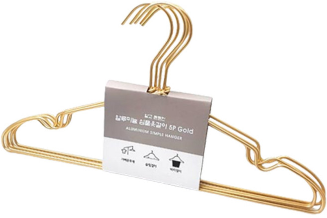 선우랜드 심플 알루미늄 옷걸이, 골드, 5개