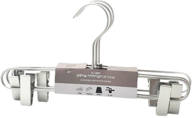 선우랜드 심플 알루미늄 치마바지걸이, 실버, 3개