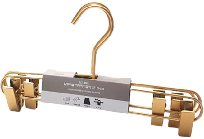 선우랜드 심플 알루미늄 치마바지걸이, 골드, 3개