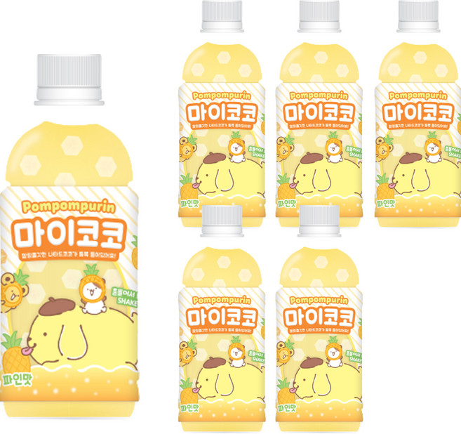 POMPOMPURIN 椰果風味果汁 鳳梨口味, 6個, 340ml