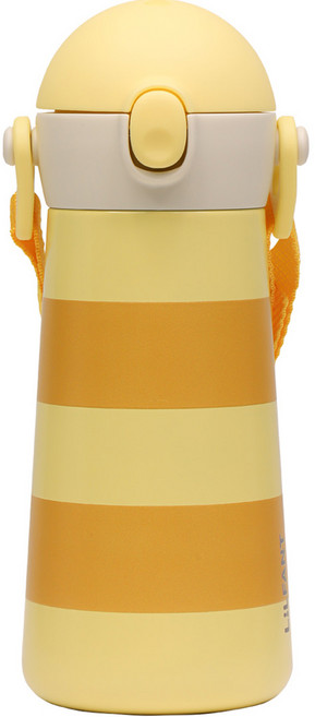 릴팡 더보틀 원터치 어깨끈 이중스텐물통, 옐로우 비, 1개, 460ml