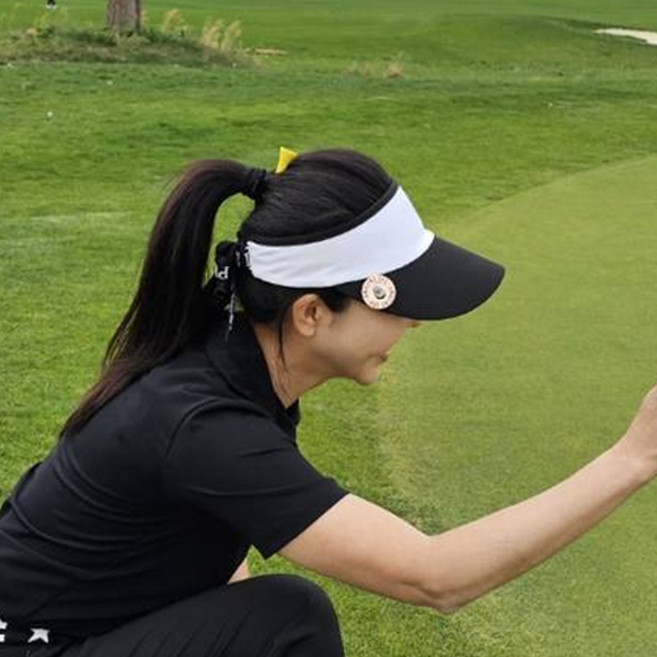 luxgolf 女款撞色蝴蝶結高爾夫球遮陽帽 TOACC002, 黑色
