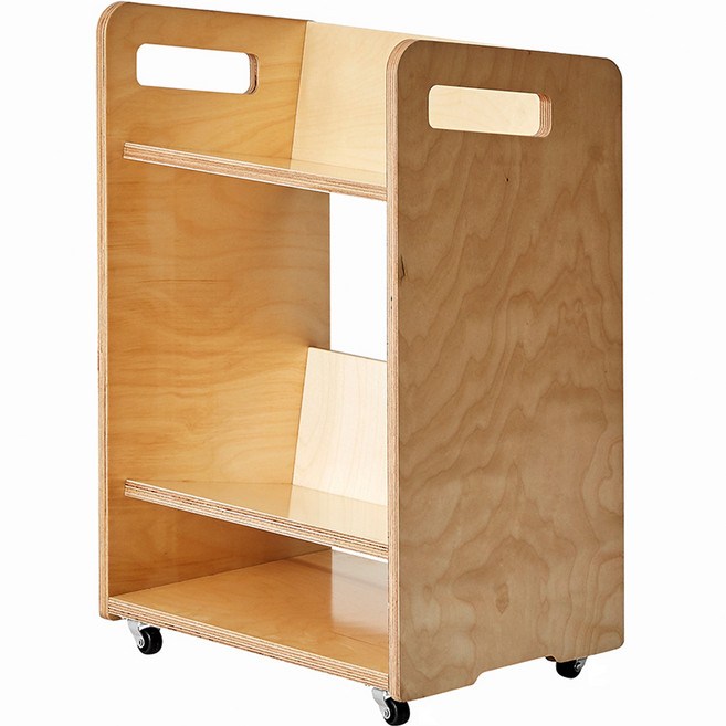 맘스보드 윌리 트롤리 컬러 이동식 책장, 내츄럴, 3단