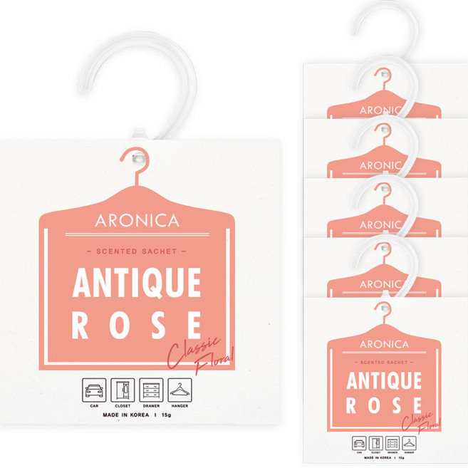 아로니카 센티드 샤쉐 옷걸이형 옷장방향제 본품, 15g, 6개, 앤티크로즈