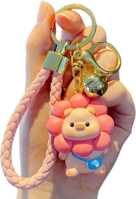 블라제스 해바라기 돼지 인형 키링, 핑크, 1개