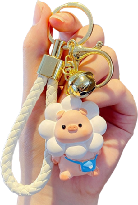 블라제스 해바라기 돼지 인형 키링, 화이트, 1개