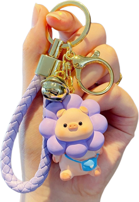 블라제스 해바라기 돼지 인형 키링, 퍼플, 1개