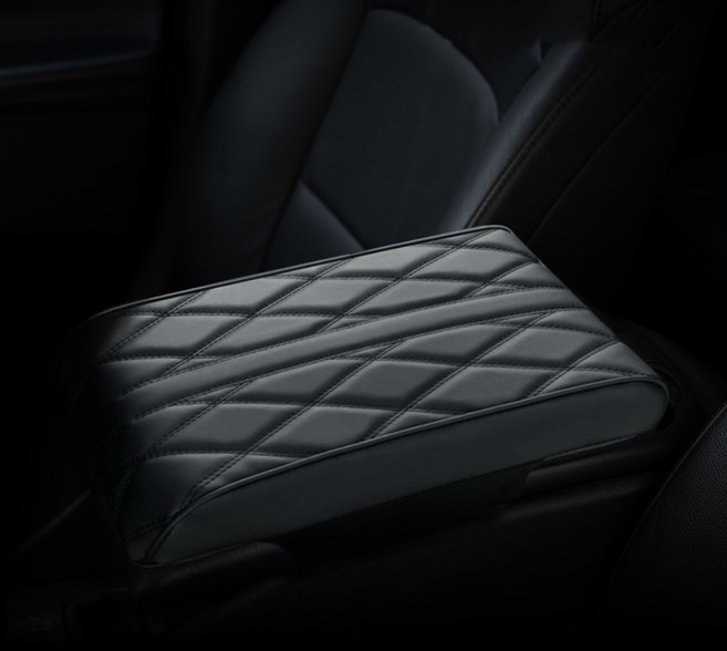 카슈아 차량용 프리미엄 퀼팅 콘솔 팔걸이 쿠션, 블랙, 1개