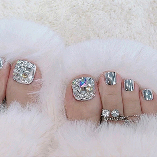 바르나 패디큐어 인조발톱 패디팁, P-223 미러 풀파츠 홀로그램, 1개