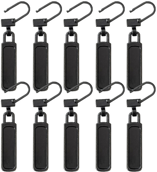 만능 지퍼 고리 B 직사각형, 흑니켈, 10개