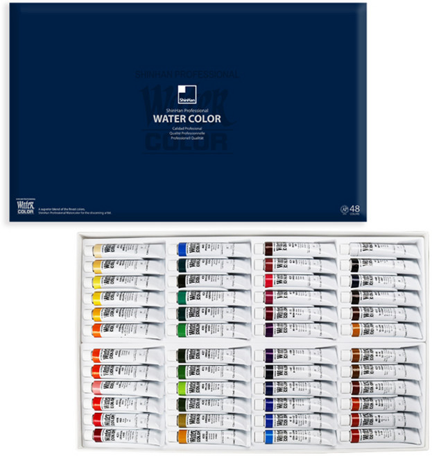 신한화구 전문가 수채화 물감 세트, 7.5ml, 48색