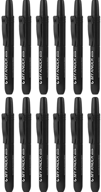 마이펜 마이노크 유성매직 M, 검정, 12개