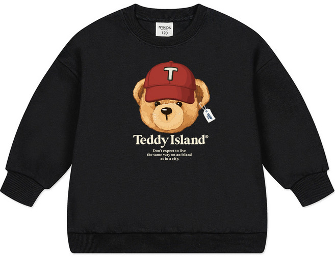 뉴욕꼬맹이 아동용 테디아일랜드 오버핏 맨투맨 티셔츠 T098