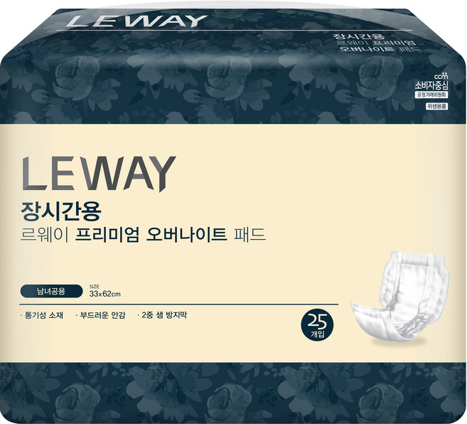 미래생활 남녀공용 르웨이 장시간용 프리미엄 오버나이트 패드형 성인기저귀, 25개입, 1개