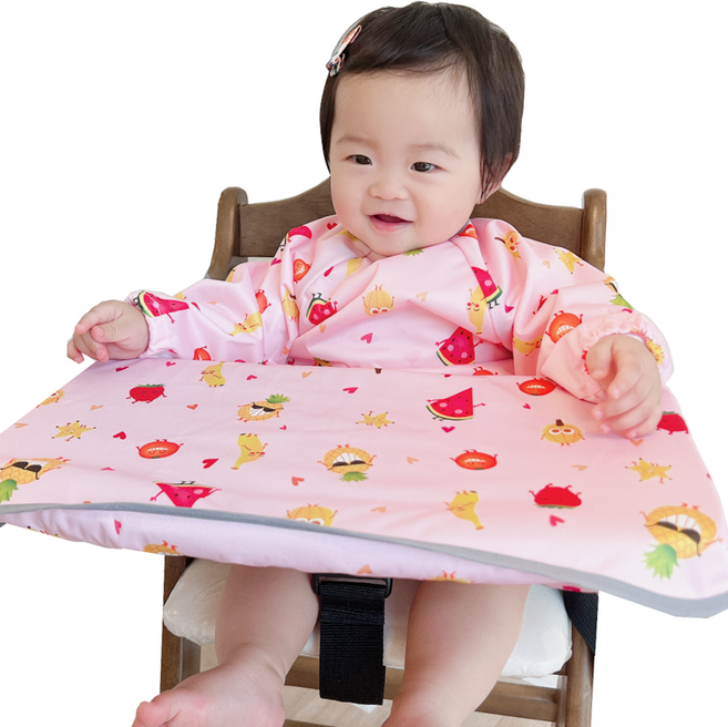 벨베이비 아동용 자기주도 이유식 긴팔 완전커버 턱받이 라지, (리뉴얼)핑크베리, 1개, 1개입