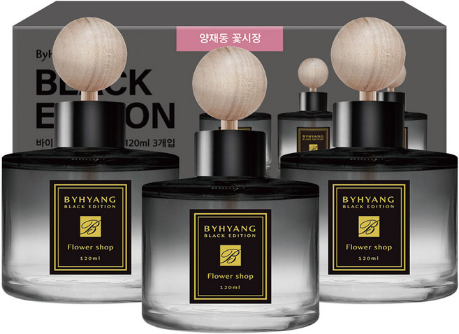 바이향 블랙에디션 카 디퓨저 120ml 본품, 양재동꽃시장, 3개