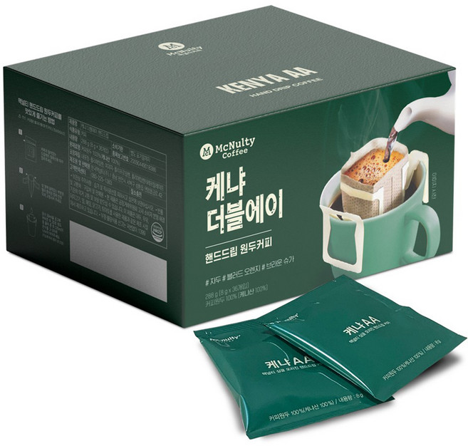 맥널티커피 케냐 AA 핸드드립 원두커피, 8g, 36개입, 1개
