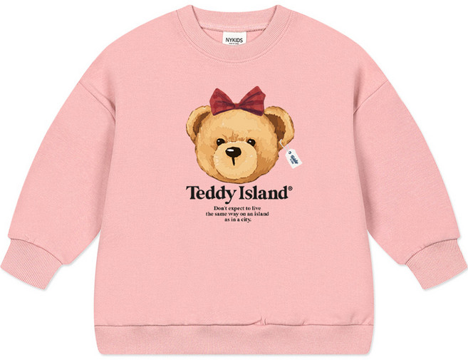 뉴욕꼬맹이 아동용 테디아일랜드 오버핏 맨투맨 티셔츠 T099