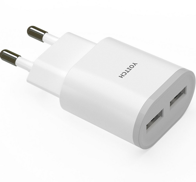 요이치 듀크K 아이폰 갤럭시 2.1A 듀얼 USB 충전기, 화이트, 1개