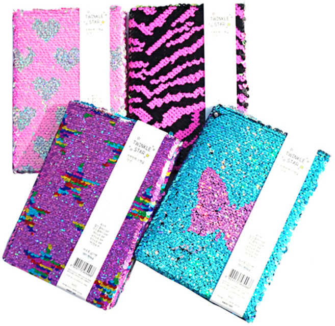 크리스탈팬시 스팽글 만년 다이어리 4종 세트, 혼합색상, 1개