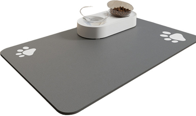파스텔펫 반려동물 논슬립 방수 식기매트 50 x 30 cm, 그레이, 1개