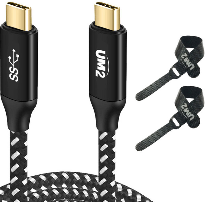 유엠투 C to C타입 PD 60W 고속 충전 케이블, 1.2m, 블랙, 1개