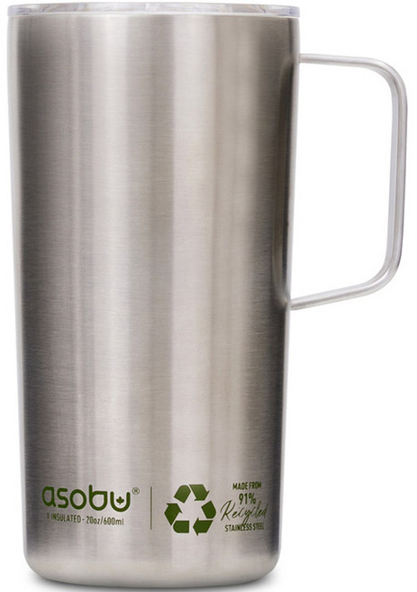 아소부 재생 진공 보온보냉 스테인레스 타워 머그컵 600ml, 리싸이클, 1개