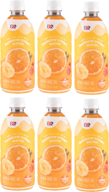 배스킨라빈스 레인보우 샤베트 워터, 500ml, 6개 - 쿠팡