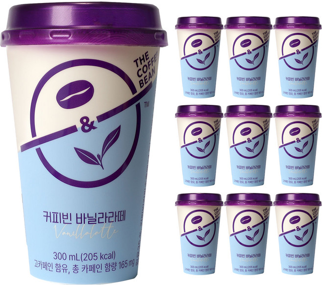 커피빈 바닐라라떼 컵커피, 300ml, 10개