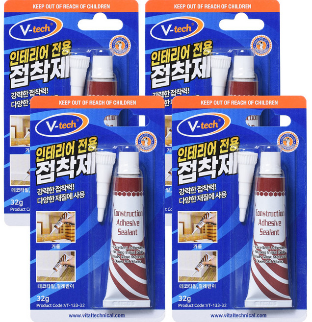 Vtech 인테리어 전용 접착제 미니, 4개