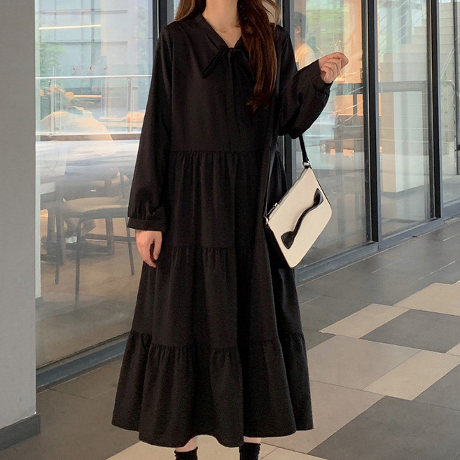 메이첼 바스락 프릴 캉캉 루즈핏 롱 원피스 03312 빅사이즈 포함