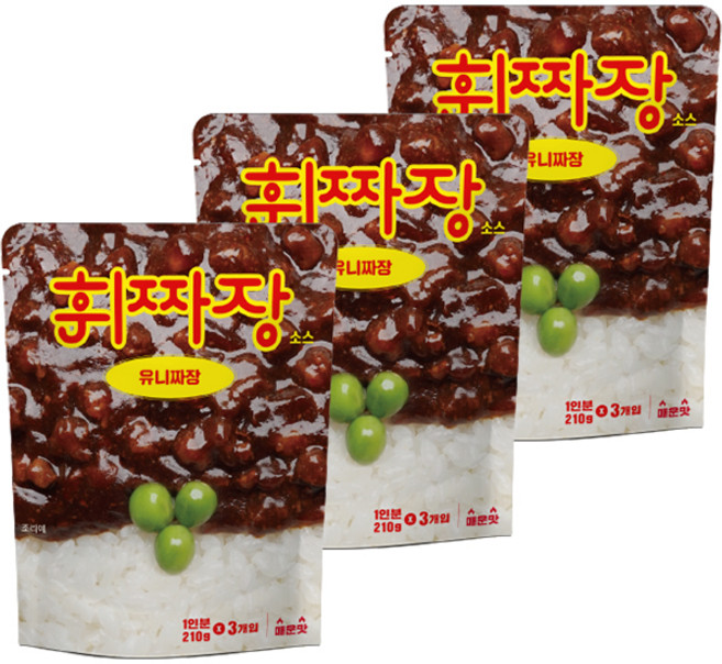 휘짜장 유니짜장 매운맛, 210g, 3개