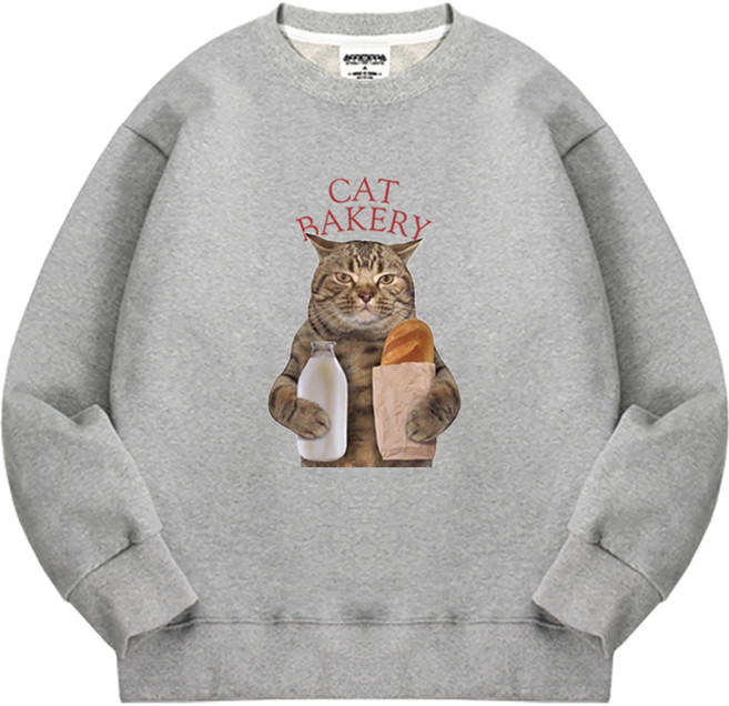 OTD 頂級毛圈布 貓咪麵包店 寬鬆大學T