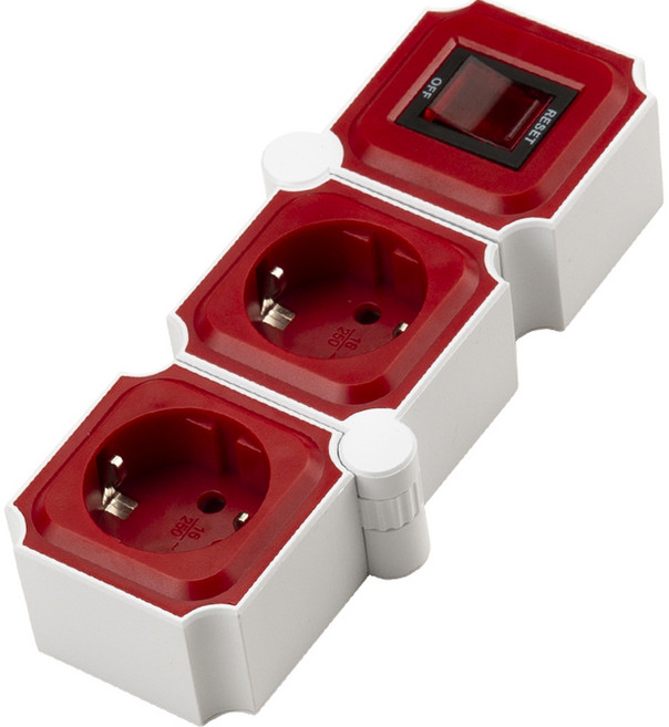 테트리스 고용량 디자인 절전 멀티탭 2구 화이트 + 레드, 3m, 1개, 화이트+레드