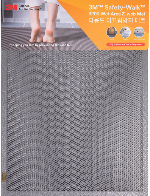 쓰리엠 다용도 미끄럼방지 욕실 매트 소형, 회색, 1개