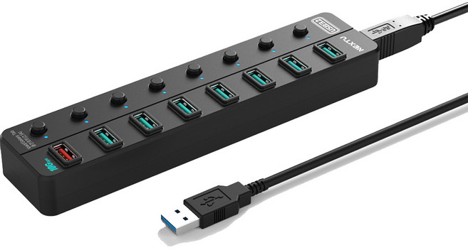 넥스트유 8포트 유전원 USB3.2 멀티허브 NEXT-UH358-10G, 혼합색상, 1개