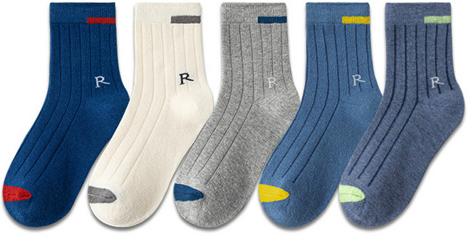 IBboom 男童時尚羅紋襪5件組 F10