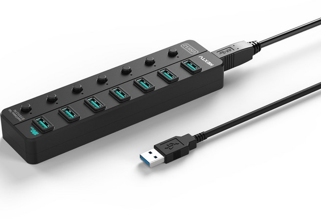 넥스트유 유전원 7포트 USB3.2 10G 멀티허브 NEXT-807U3-10G, 혼합색상, 1개