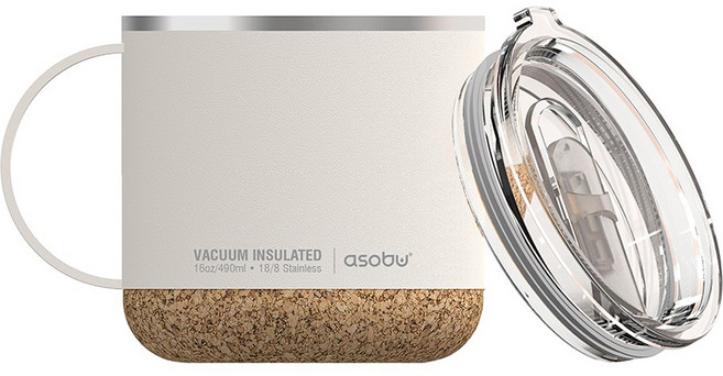 아소부 스텐 진공 보온보냉 인피니트 머그컵 490ml, 1개, 화이트