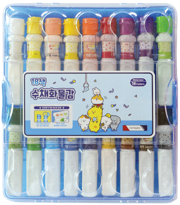 모닝글로리 수채화 물감 블루 6ml 세트, 237g, 18색