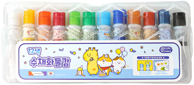 모닝글로리 수채화 물감 블루 6ml 세트, 237g, 12색