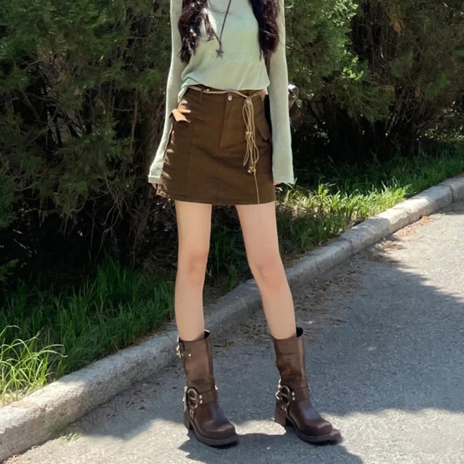 메이첼 캐주얼 양쪽 포켓 미니 스커트 03496